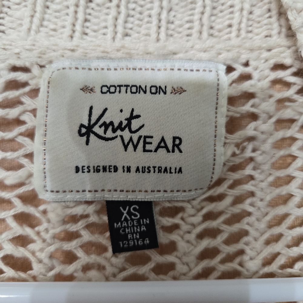 Knit Wear Beige Open Knit Cardigan Size XS - Picture 4 of 5